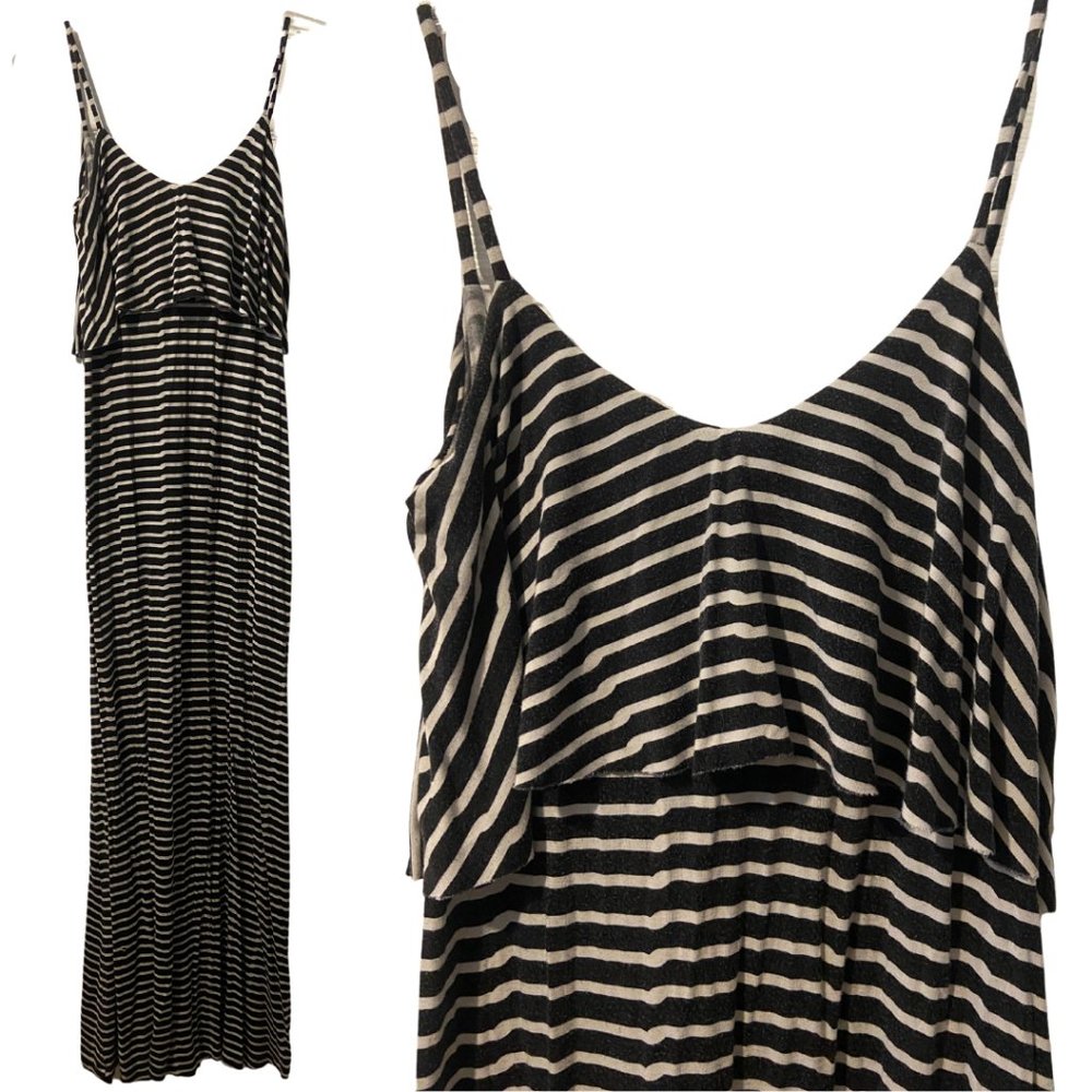 Arden B. striped spaghetti stretch maxi dress sz S